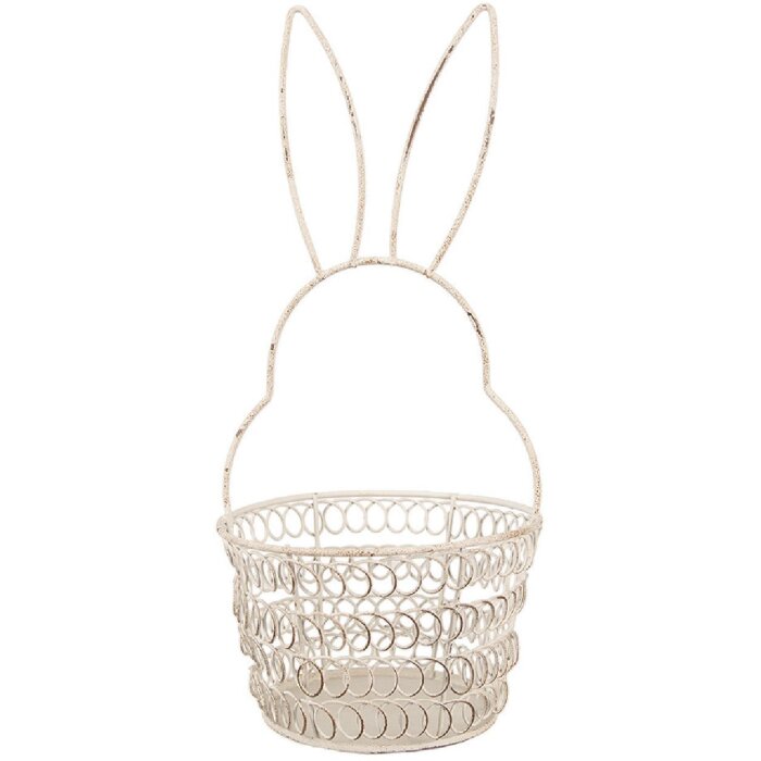 Clayre & Eef 6Y5581S Basket Rabbit Metal White Ø 12x27 cm