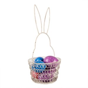 Clayre & Eef 6Y5581S Basket Rabbit Metal White Ø 12x27 cm