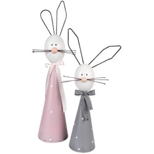 Clayre & Eef 6Y5593 Decoration Rabbit Grey White 21x11x48 cm