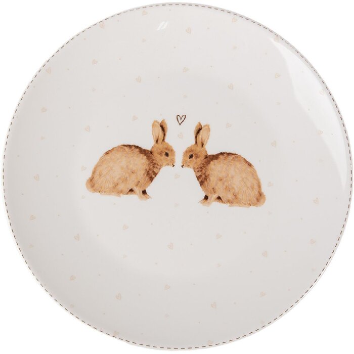 Clayre & Eef BSLCDP Small Plate White Brown Ø 20x2 cm Porcelain