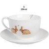 Clayre & Eef BSLCKS Coffee Cup with Saucer White Brown 12x9x6 cm 250 ml