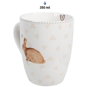 Clayre & Eef BSLCMU Mug White Brown 12x8x10 cm 350 ml...