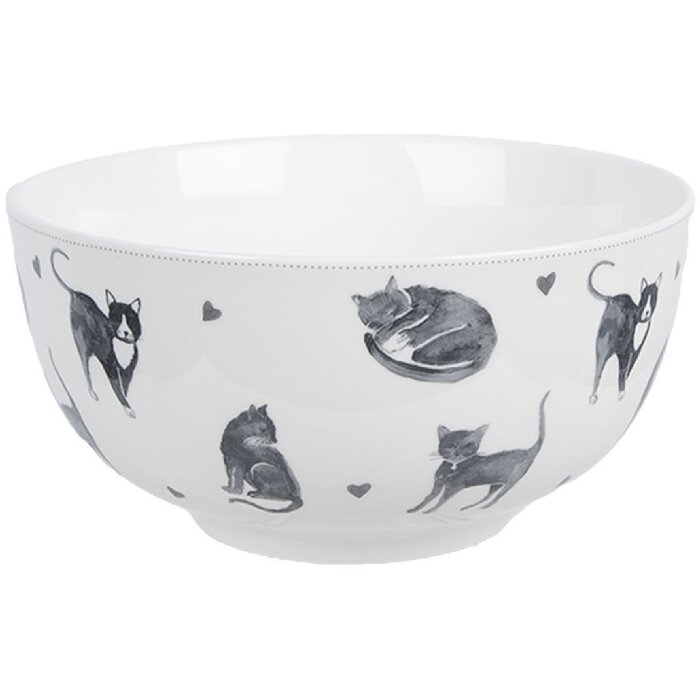 Clayre & Eef CAKYBO Soup Bowl White Grey Ø 14x7 cm 500 ml Porcelain