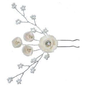 Juleeze JZHC0057 Hairpin Silver coloured White 6x1x12 cm