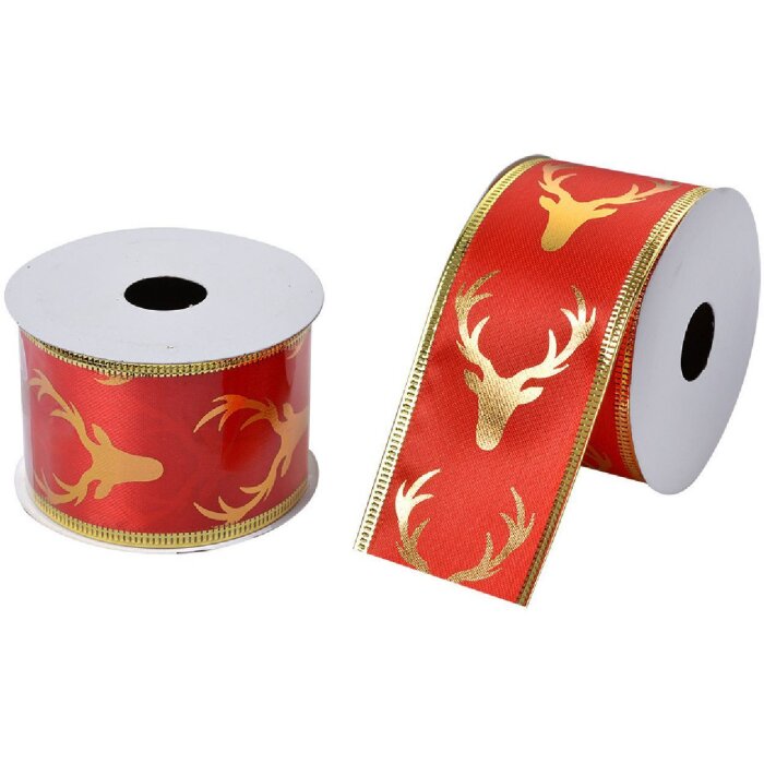 Clayre & Eef LI0124 Ribbon Red Gold Coloured 5 cm x 2.7 m