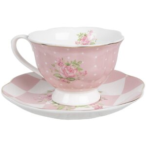 Clayre & Eef SWRKS-1 Coffee Cup with Saucer Pink...