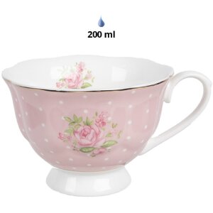 Clayre & Eef SWRKS-1 Coffee Cup with Saucer Pink 12x9x6 cm 200 ml