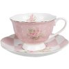 Clayre & Eef SWRKS-1 Coffee Cup with Saucer Pink 12x9x6 cm 200 ml