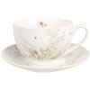 Clayre & Eef WFFKS Coffee Cup with Saucer White 250 ml 12x9x6 cm Ø 14x2 cm