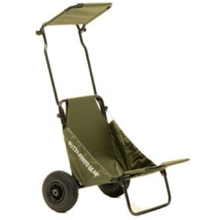 Buteo Photo Gear transport trolley Forest Green sun canopy