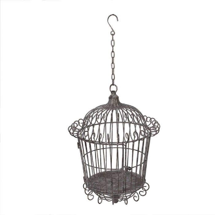 Clayre & Eef 5Y1201 Decoration Birdcage Brown Grey Ø 36x47/75 cm