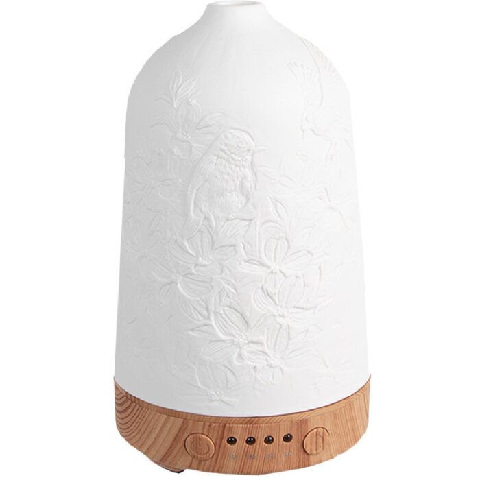 Clayre & Eef 6CE1838 Fragrance Oil Diffuser White Brown Ø 9x17 cm Porcelain