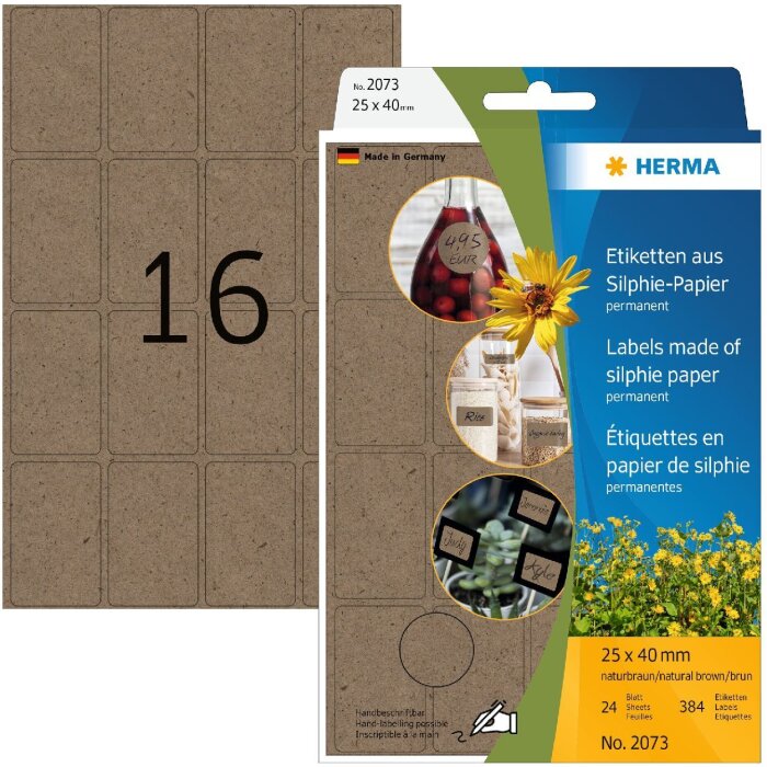 HERMA 2073 Multipurpose labels 25x40mm Silphie paper for hand labelling