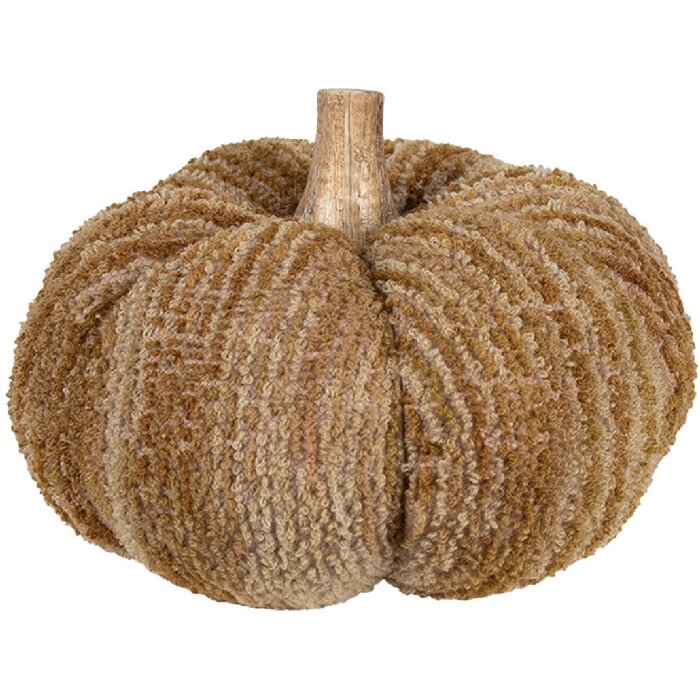 Clayre & Eef 65434 Decorative Pumpkin Brown Beige Polyester Ø 20x14 cm Country Style