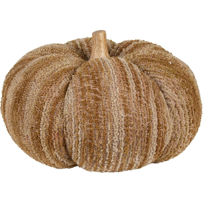 Clayre & Eef 65435 Decorative Pumpkin Brown Beige Polyester Ø 25x16 cm Country Style