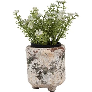 Clayre & Eef 6TE0525S Flower Pot Terracotta Beige Green Ø 9x10 cm Country Style