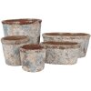 Clayre & Eef 6TE0526S Flower Pot Terracotta Beige Blue Ø 12x10 cm Country Style