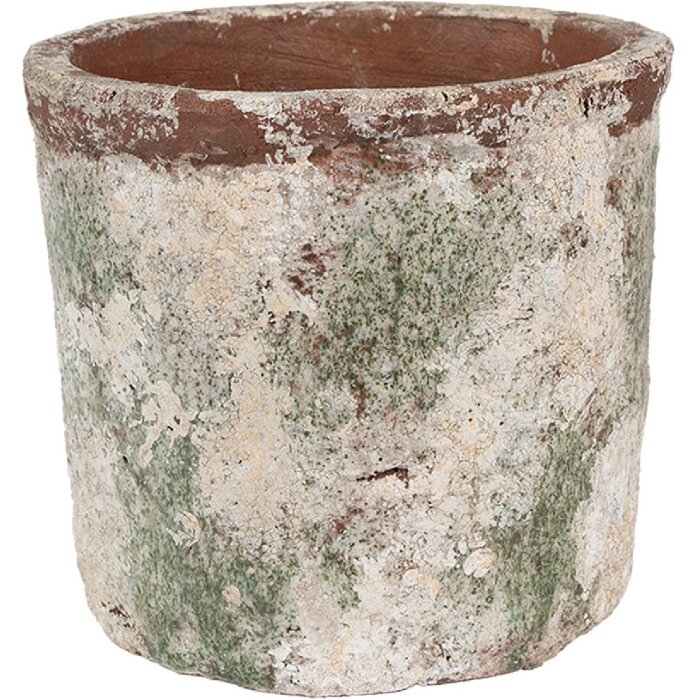 Clayre & Eef 6TE0526XL Flower Pot Terracotta Beige Ø 18x16 cm Country Style