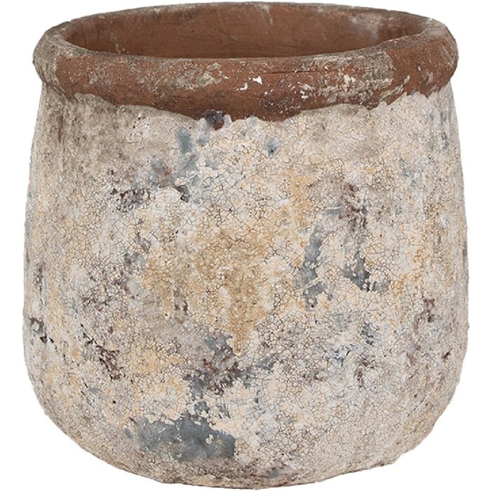 Clayre & Eef 6TE0527L Flower Pot Terracotta Beige Ø 18x17 cm Country Style