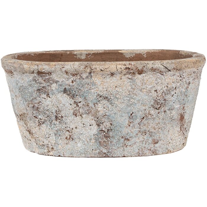 Clayre & Eef 6TE0528L Flower Pot Terracotta Beige Blue 26x13x12 cm Country Style