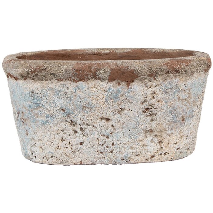 Clayre & Eef 6TE0528M Flower Pot Terracotta Beige Blue 19x11x10 cm Country Style