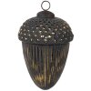 Clayre & Eef 6GL4528M Christmas tree bauble black gold Ø 10x14 cm glass acorn shape