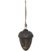 Clayre & Eef 6GL4528M Christmas tree bauble black gold Ø 10x14 cm glass acorn shape