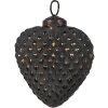 Clayre & Eef 6GL4529S Christmas Tree Bauble Black Heart Shaped 7x3x8 cm Glass