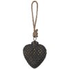 Clayre & Eef 6GL4529S Christmas Tree Bauble Black Heart Shaped 7x3x8 cm Glass