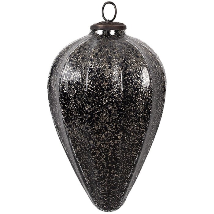 Clayre & Eef 6GL4530M Christmas tree baubles black silver Ø 14x19 cm