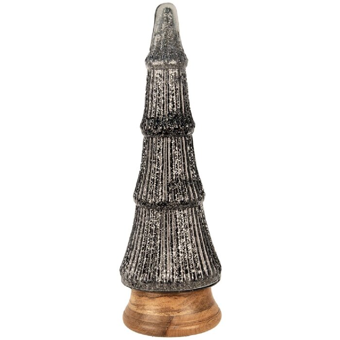 Clayre & Eef 65387 Christmas Tree Silver Black Ø 15x44 cm