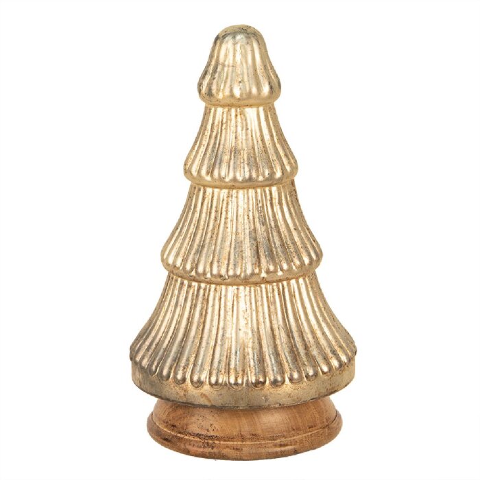 Clayre & Eef Christmas tree gold Ø 13x25 cm glass wood country style