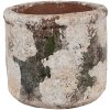 Clayre & Eef 6TE0516L Flower Pot Terracotta Beige Green Ø 17x15 cm Country Style