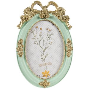 Clayre & Eef 2F1157 Picture Frame Oval Green Gold...