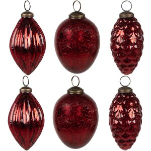 Clayre & Eef 6GL4507 Christmas bauble set red 24x23x9...