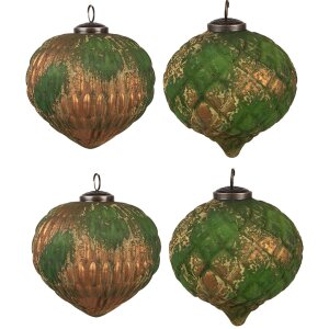 Clayre & Eef 6GL4509 Christmas bauble set 4 green...