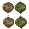 Clayre & Eef 6GL4509 Christmas bauble set 4 green gold 27x26x13 cm Ø 15x15 cm