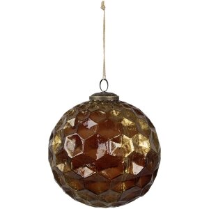 Clayre & Eef 6GL4511 Christmas Tree Bauble Brown Gold Ø15cm Set of 4