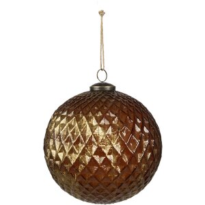 Clayre & Eef 6GL4511 Christmas Tree Bauble Brown Gold Ø15cm Set of 4