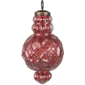 Clayre & Eef 6GL4512 Christmas bauble set 4 red glass 29x18x9cm Ø8x15cm