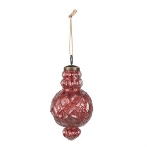 Clayre & Eef 6GL4512 Christmas bauble set 4 red glass 29x18x9cm Ø8x15cm