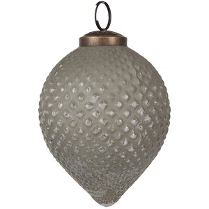 Clayre & Eef 6GL4516 Christmas tree bauble grey glass...