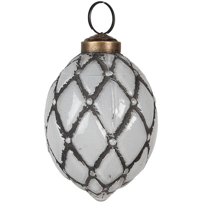 Clayre & Eef 6GL4522 Christmas Tree Bauble Grey Ø 6x8 cm