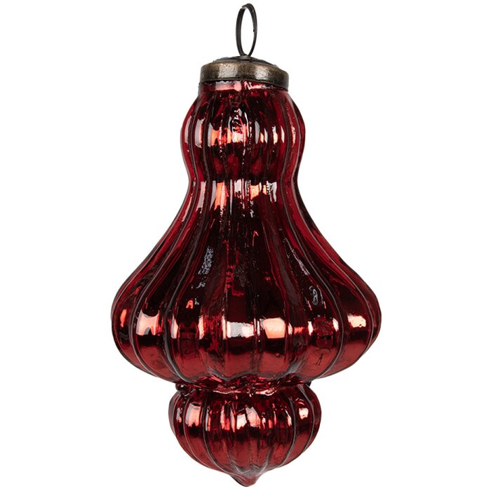 Clayre & Eef 6GL4523 Christmas tree bauble red Ø 9x14 cm