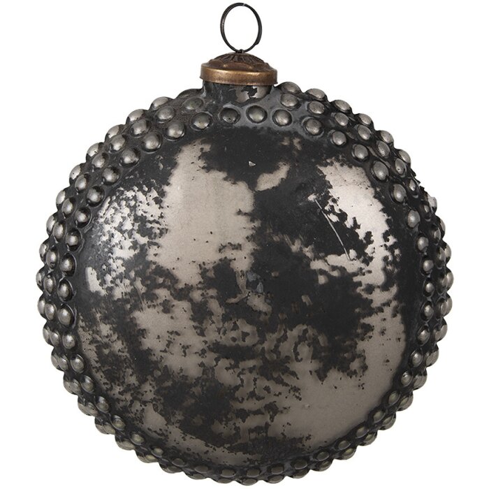 Clayre & Eef 6GL4677 Christmas tree baubles 15x6x15 cm Black Silver