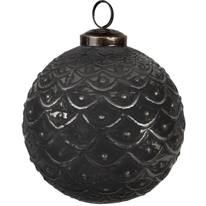 Clayre & Eef 6GL4687 Christmas Tree Bauble Black Ø 10x10 cm