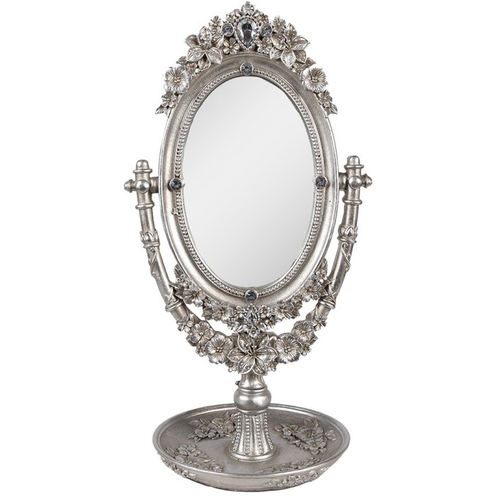 Clayre & Eef 62S297 Table Mirror Silver Coloured 17x13x30 cm