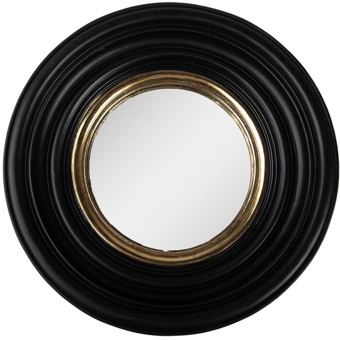 Clayre & Eef 62S301 Mirror Wall Mirror Black Gold Ø 25x4 cm Retro Vintage