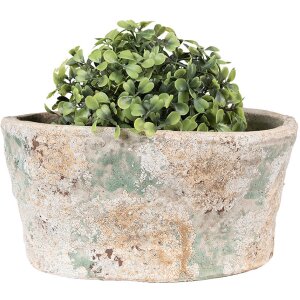 Clayre & Eef 6TE0533M Flower Pot Beige Green 22x13x11 cm