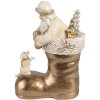 Clayre & Eef 6PR4167 Decoration Father Christmas in a golden boot 12x7x16 cm